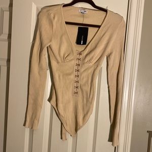 Fashion Nova Hooked Sweet Bodysuit, Size Medium